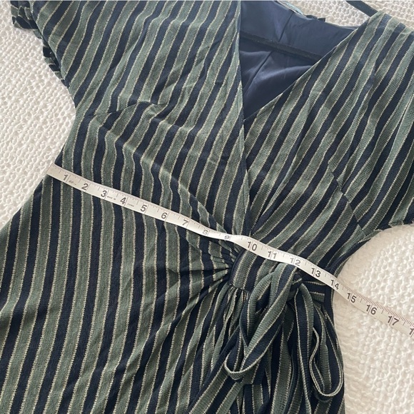 Anthropologie Wrap Asymmetrical Dress Stripe Sparkle Fairy Flutter Sleeve Size S - Picture 15 of 15